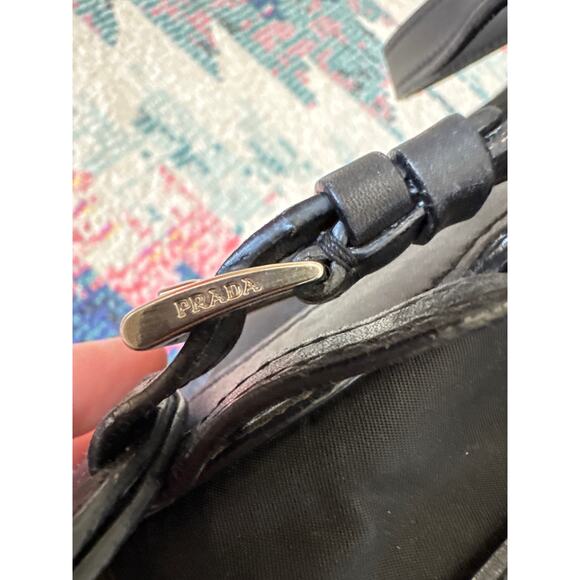 Prada Bauletto Black Nylon Leather Shoulder Bag With Authentication Card - Picture 6 of 16